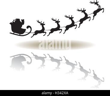 Vektor-Illustration von Santa Claus fliegen mit Rentier Stock Vektor
