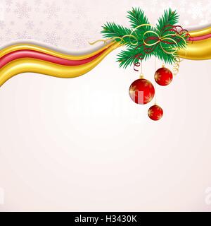 Weihnachten Hintergrund mit roten Kugeln und grüne Zweige. Stock Vektor