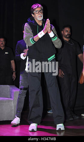 Bollywood-Schauspieler Amitabh Bachchan während der Promotion des Films Pink in Kolkata, Indien am 21. September 2016. Stockfoto