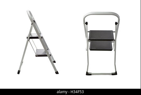 Set von zwei Stufen Leiter über isolierte weißen Hintergrund Stockfoto