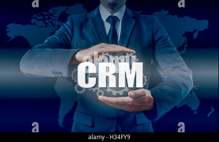 Kunde Verhältnis-Management Konzept Mann Auswahl CRM Stockfoto