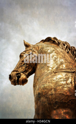 Statue des Pferdes von Marco Aurelio auf dem Kapitol in Rom, Italien Stockfoto