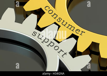 Verbraucher-Support-Konzept auf die Zahnräder, 3D rendering Stockfoto