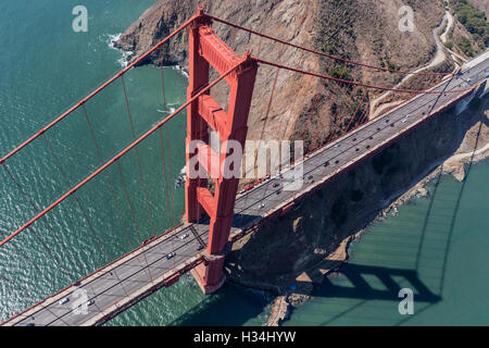 Golden Gate Bridge, Marin Landspitze und Luftbild der San Francisco Bay. Stockfoto