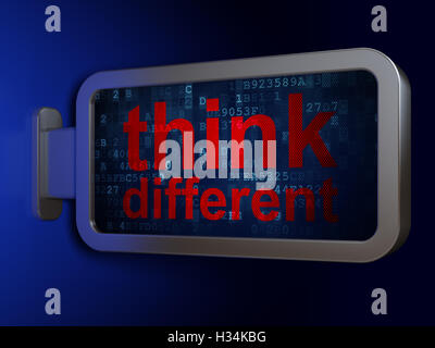 Studium Konzept: Think Different auf Billboard-Hintergrund Stockfoto