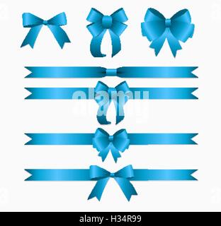Blue Ribbon und Bogen Set für Geburtstag Weihnachten Geschenk-Box. Rea Stock Vektor