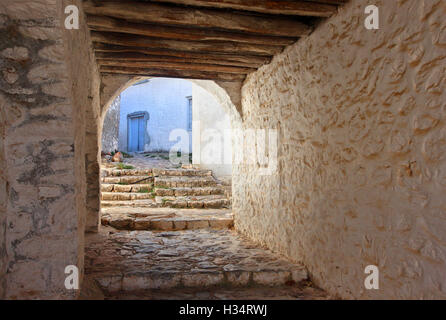 Malerischen Gasse in der Stadt Hydra Insel Hydra, Attika, Griechenland. Stockfoto