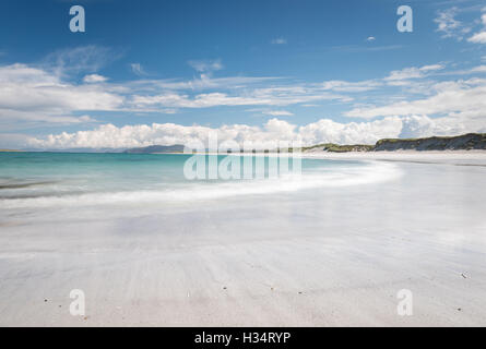 Weiße Sand und das türkisfarbene Meer der Weststrand, Berneray, äußeren Hebriden, Western Isles, Schottland Stockfoto