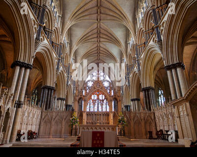 Heiligtum, Hochaltar und Retabel, Kathedrale von Lincoln, Lincolnshire Stockfoto