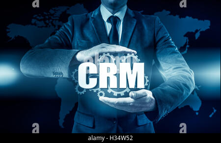 Kunde Verhältnis-Management Konzept Mann Auswahl CRM Stockfoto