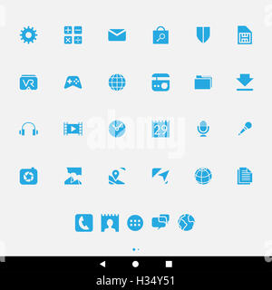 Vektor-Illustration blau Smartphone-Apps und User-Interface-Symbole Stockfoto