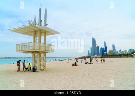 Corniche Strand, Abu Dhabi, Vereinigte Arabische Emirate, Naher Osten Stockfoto