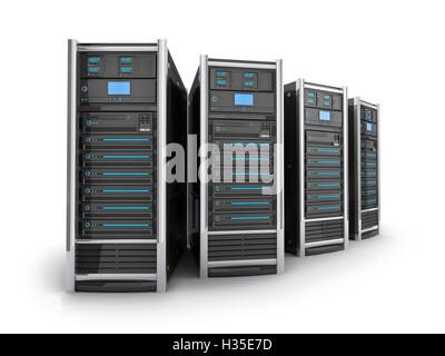 Vier Server High-End, Ansicht oben auf weißem Grund (in 3D-Rendering getan) Stockfoto
