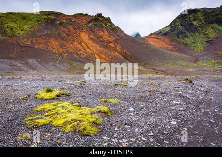 Landmannalaugar und Umgebung das Fjallabak Naturschutzgebiet im Hochland von Island, Polarregionen Stockfoto