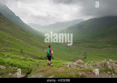 Auf der Suche nach unten Mickeldon Tal in Richtung Great Langdale im Lake District National Park, Cumbria, England, UK Stockfoto