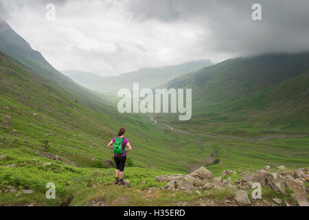 Auf der Suche nach unten Mickeldon Tal in Richtung Great Langdale im Lake District National Park, Cumbria, England, UK Stockfoto