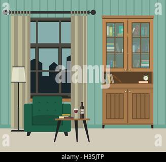 Wohnzimmer Innenraum. Stock Vektor