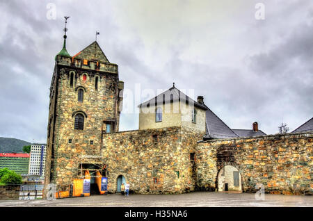 Bergenhus Festung, eine der ältesten und am besten erhaltenen Burgen in Norwegen Stockfoto