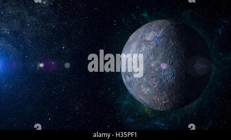 Sonnensystem Planeten auf Nebel Hintergrund 3D-Rendering. Stockfoto