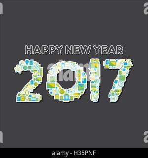 Kreative Neujahrsgrüße für 2017 Stock Vektor