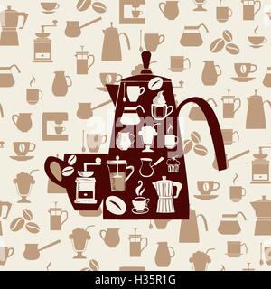 Vektor-Hintergrund von Kaffee Icons Set Stock Vektor
