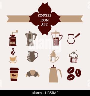 Kaffee Symbole Hand-Zeichnung - Illustration Stock Vektor