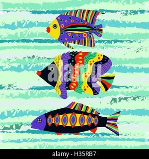 Bunte tropische Fische schwimmen im Meer Stock Vektor