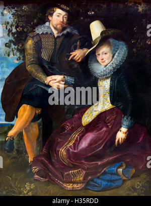 Die Honeysuckle Bower, ein Selbstporträt des Malers Rubens (1577-1640) und seine erste Frau, Isabella Brant (1591-1626). Öl auf Leinwand, c.1609. Stockfoto