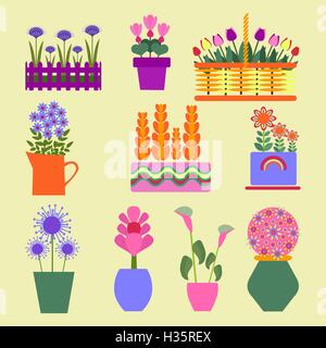 Gartenpflanzen stellen Icons für design Stock Vektor