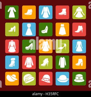 Eingestellt von Ikonen des Frauen-Mode-Accessoires Stock Vektor