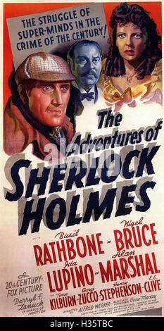 DIE Abenteuer des SHERLOCK HOLMES 1939 20th Century Fox Film mit Basil Rathbone und Nigel Bruce Ida Lupino Stockfoto