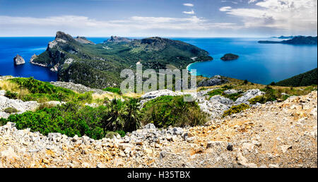 Panoramablick von Cap de Formentor-Mallorca Stockfoto