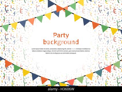 Party Hintergrund mit Ammern Girlanden und Konfetti Stock Vektor