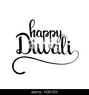 Happy Diwali-Schriftzug. Moderne Vektor handgezeichnete Kalligraphie isoliert auf weißem Hintergrund für Ihre Grußkarte-design Stock Vektor