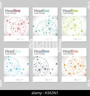 Legen Sie Broschüre Cover Vorlage für verbinden, Netzwerk, Gesundheitswesen, Wissenschaft und Technologie Stock Vektor