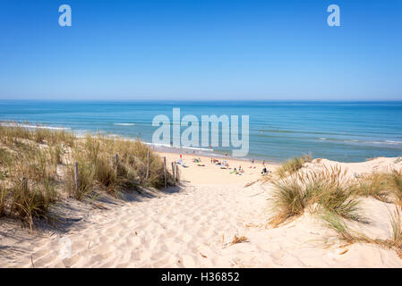 Die Düne und der Strand von Lacanau, Atlantik, Frankreich Stockfoto