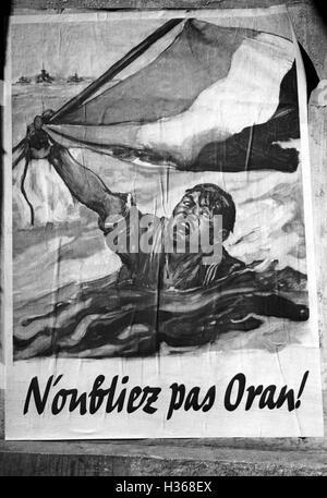 Französische Propagandaplakat gegen die Versenkung der französischen Flotte, 1940 Stockfoto