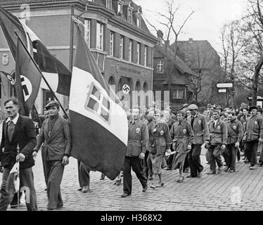 Italienische Landarbeiter auf dem Weg zurück nach Hause in Berlin, 1938 Stockfoto