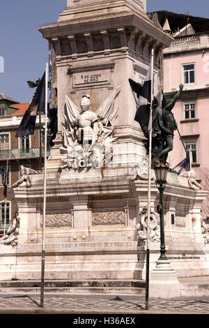 Restaurierung Denkmal Praça Dos Restauradores Lissabon Portugal Stockfoto