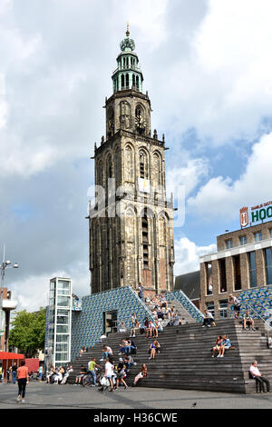 Die Martinitoren - Martini (St.-Martins Turm) 1482 Niederlande Groningen Denkmal Geschichte historisch Niederlande Stockfoto