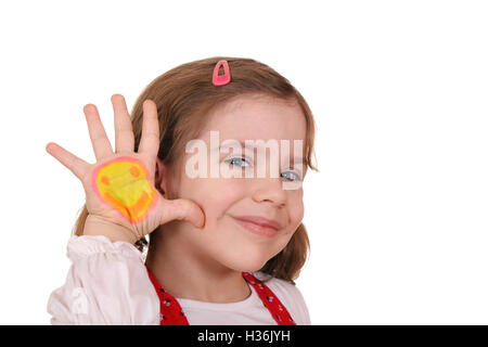 wunderschönes kleines Mädchen mit Smiley auf der Seite Stockfoto