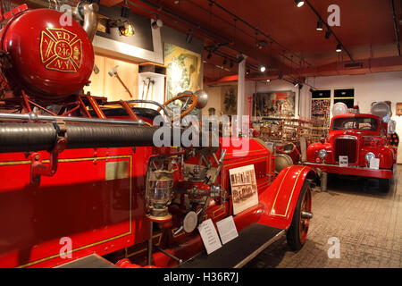 Historische Feuer errichter Anzeige in New York City Fire Museum New York City New York, USA Stockfoto