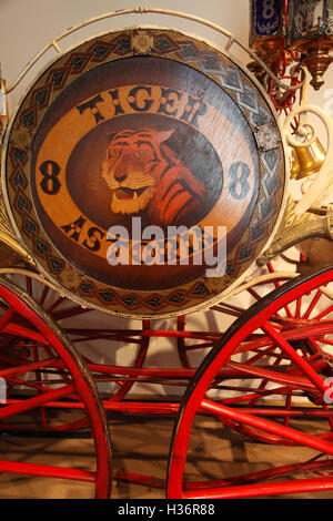 Historische Schlauchaufroller Anzeige in New York City Fire Museum. New York City. New York. USA Stockfoto