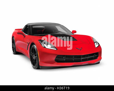 Führerschein und Drucke unter MaximImages.com - Rot 2016 Chevrolet Corvette Stingray Z51 Cabriolet Luxus Sportwagen isoliert auf weißem Hintergrund mit Clipp Stockfoto