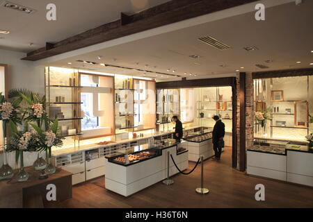 Die Innenansicht der La Chocolaterie de Jacques Genin die Chocolaterie Jacques Genin im Marais-Viertel. Paris.France Stockfoto