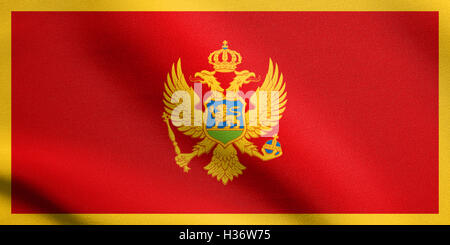 Montenegrinische offizielle Nationalflagge. Patriotisches Symbol, Banner, Element, Hintergrund. Genaue Abmessungen. Richtige Größe, Farben. Stockfoto