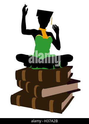 African American Graduate Illustration Silhouette Stockfoto