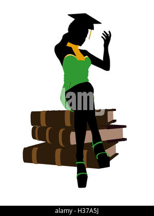 African American Graduate Illustration Silhouette Stockfoto