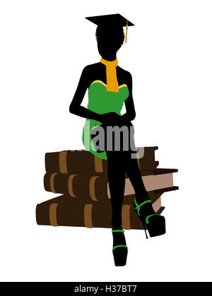 African American Graduate Illustration Silhouette Stockfoto