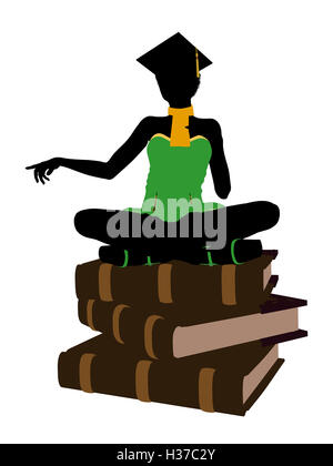 African American Graduate Illustration Silhouette Stockfoto